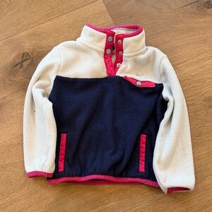 Vineyard Vines Kids Fleece Pullover - Navy, Cream, and Pink
